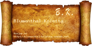 Blumenthal Koletta névjegykártya